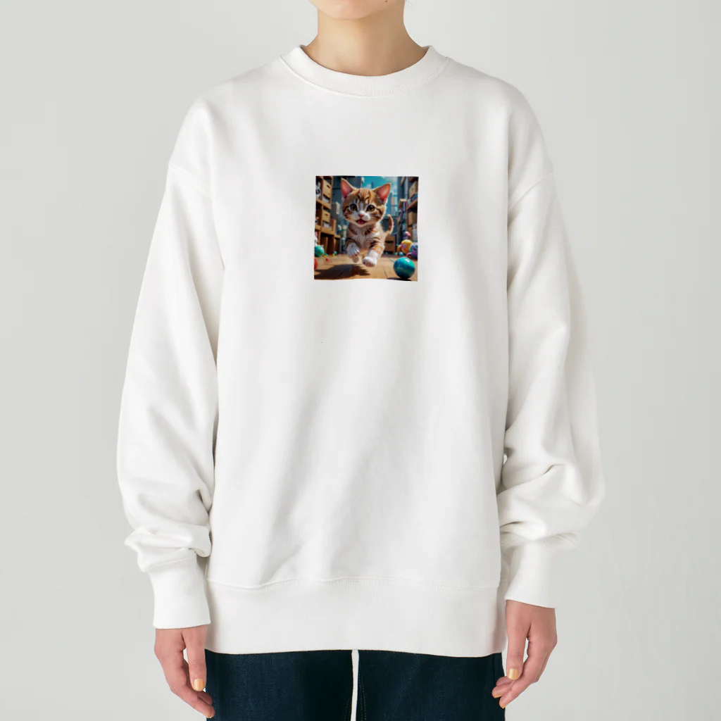 KikimimiネコのKikimimiネコ（走る） Heavyweight Crew Neck Sweatshirt