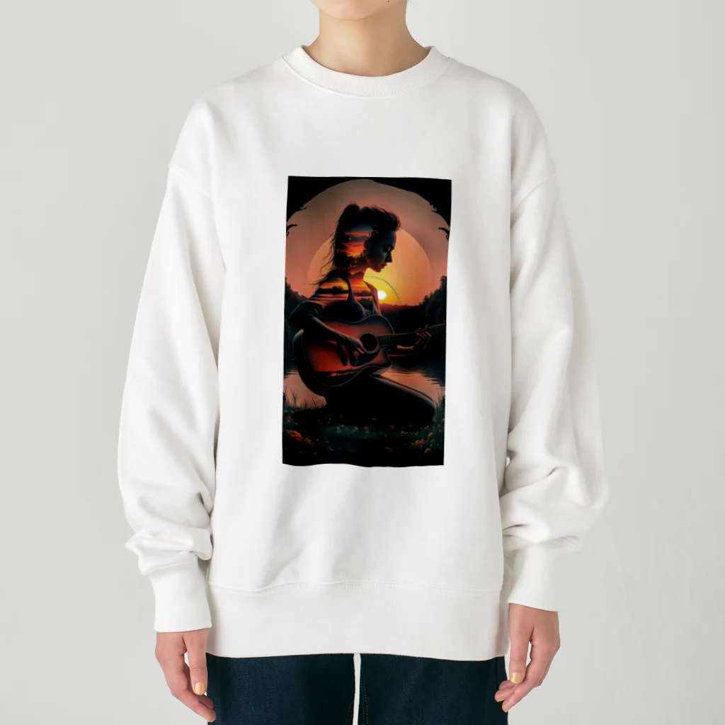 Soundのギターを奏でる女性 Heavyweight Crew Neck Sweatshirt