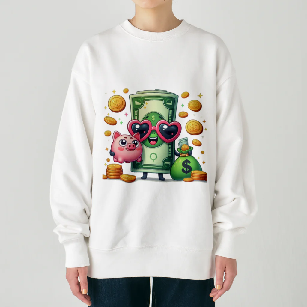 癒しの部屋のお金大好き君 Heavyweight Crew Neck Sweatshirt