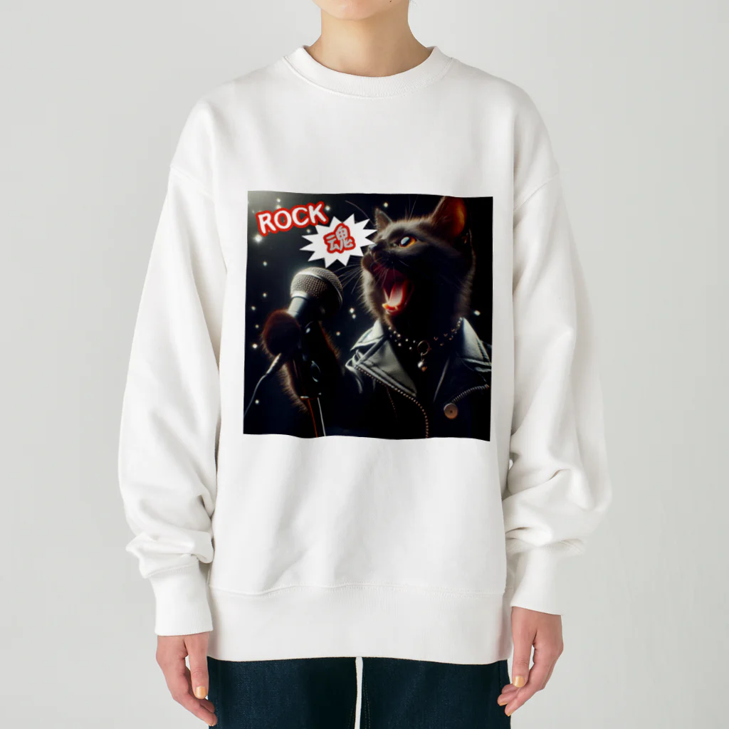 moriyama1981の歌を歌う黒猫 Heavyweight Crew Neck Sweatshirt