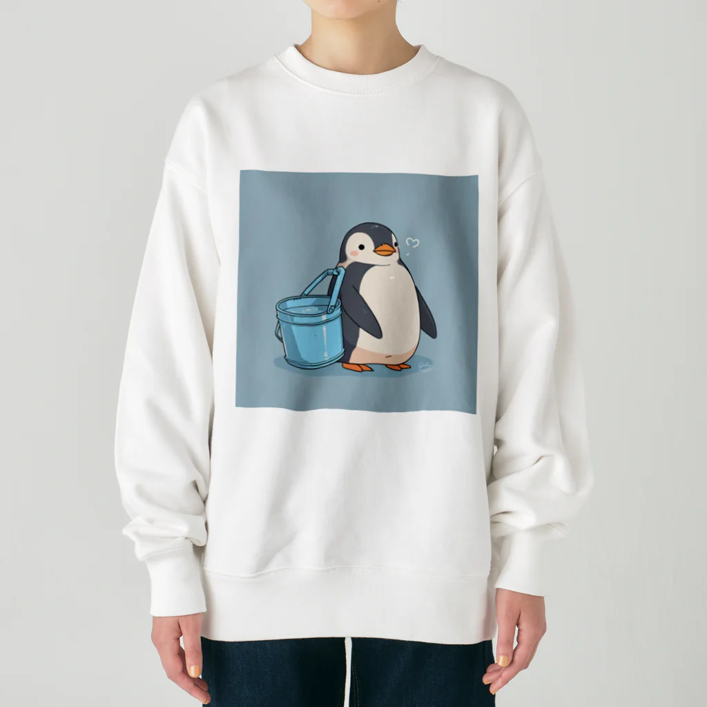 ganeshaのかわいいペンギンとおもちゃのバケツ Heavyweight Crew Neck Sweatshirt