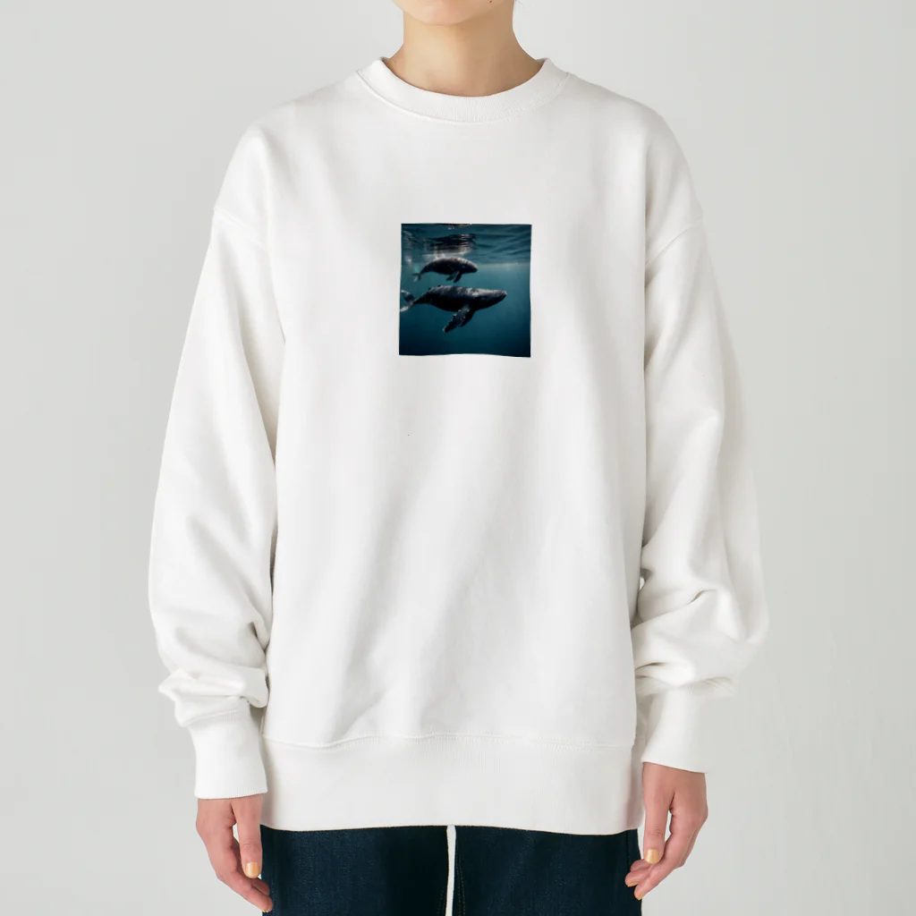 tozaki5573のクジラの親子 Heavyweight Crew Neck Sweatshirt