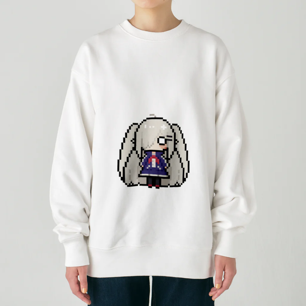 horidesuのドット絵の白髪ロング美少女 Heavyweight Crew Neck Sweatshirt