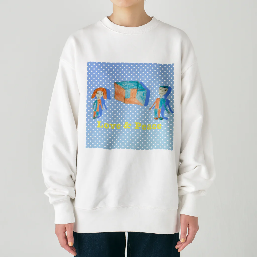 Tamon-TamonのLove & Peace ブルードット Heavyweight Crew Neck Sweatshirt