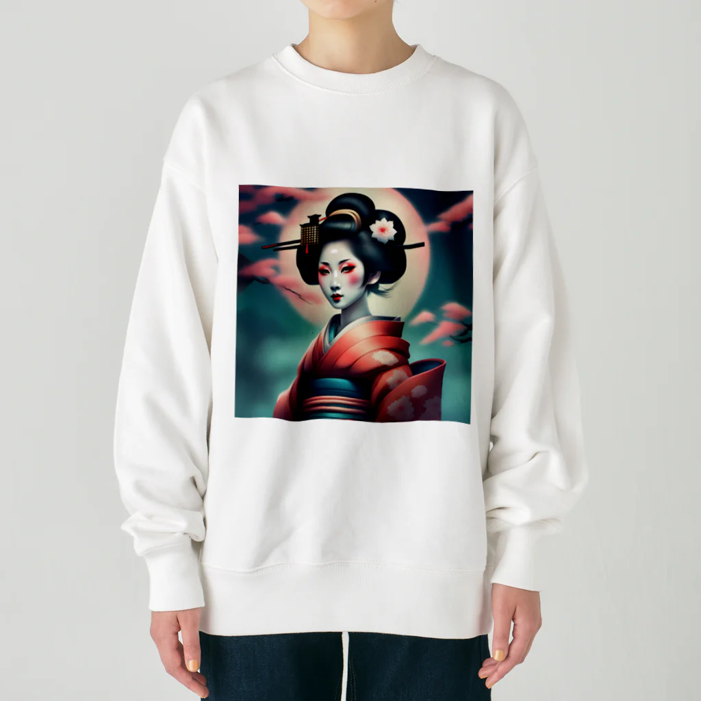 Mr_Geishaの月夜の芸者(Geisya of moon night) Heavyweight Crew Neck Sweatshirt