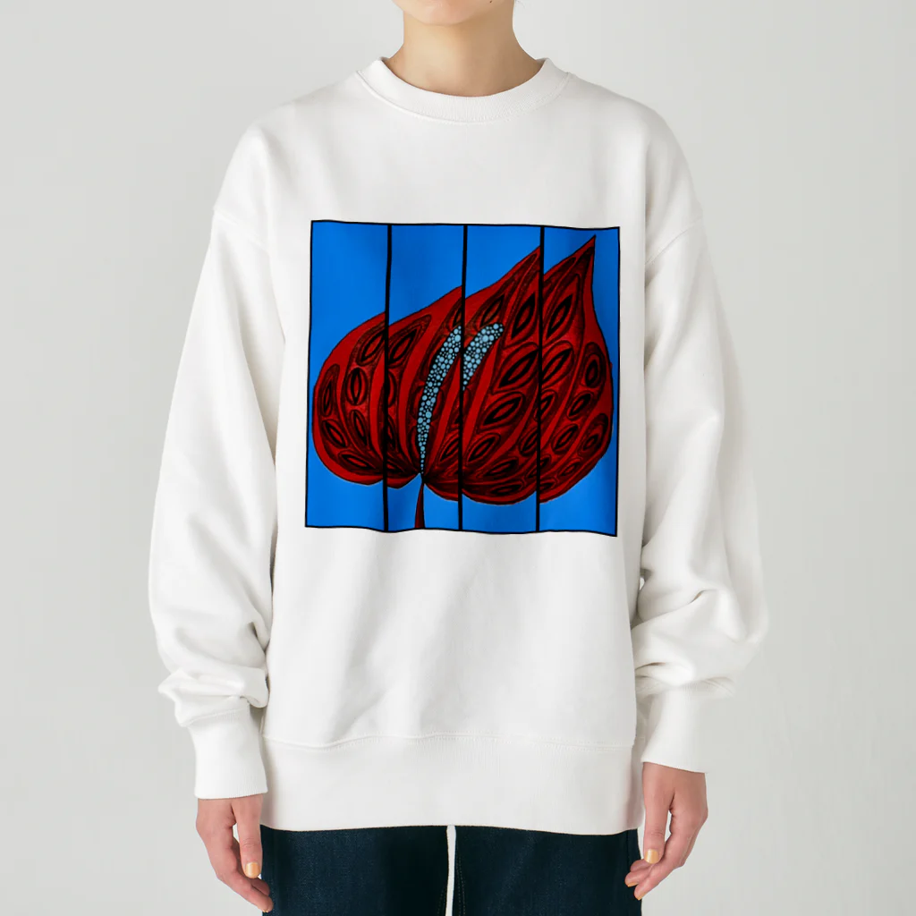 青刺し亀の大紅団扇。(格子戸) Heavyweight Crew Neck Sweatshirt