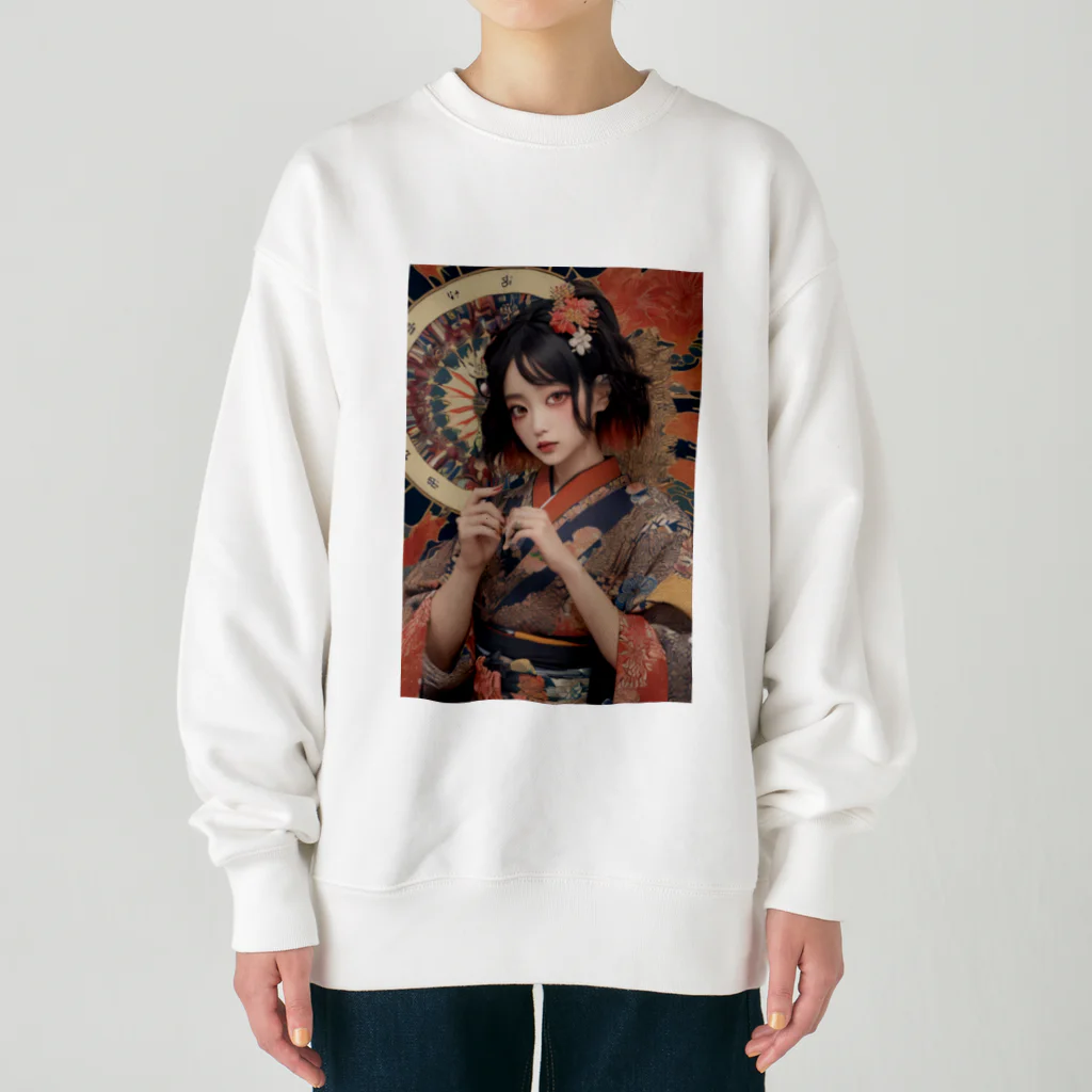 Omaniの浮世絵風美女 Heavyweight Crew Neck Sweatshirt