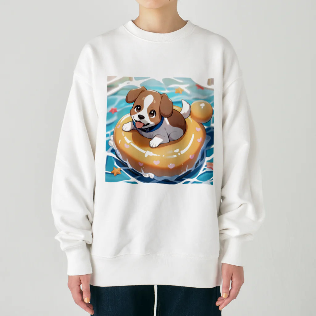 柴犬しばわんこhana873の海水浴してるワンコちゃん Heavyweight Crew Neck Sweatshirt