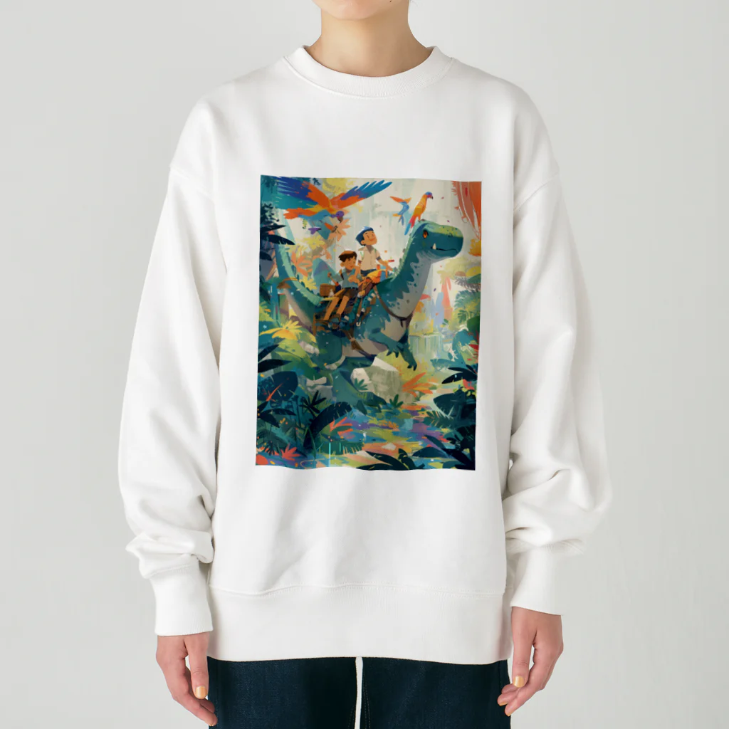 AQUAMETAVERSEの恐竜とジヤングル探検　なでしこ1478 Heavyweight Crew Neck Sweatshirt