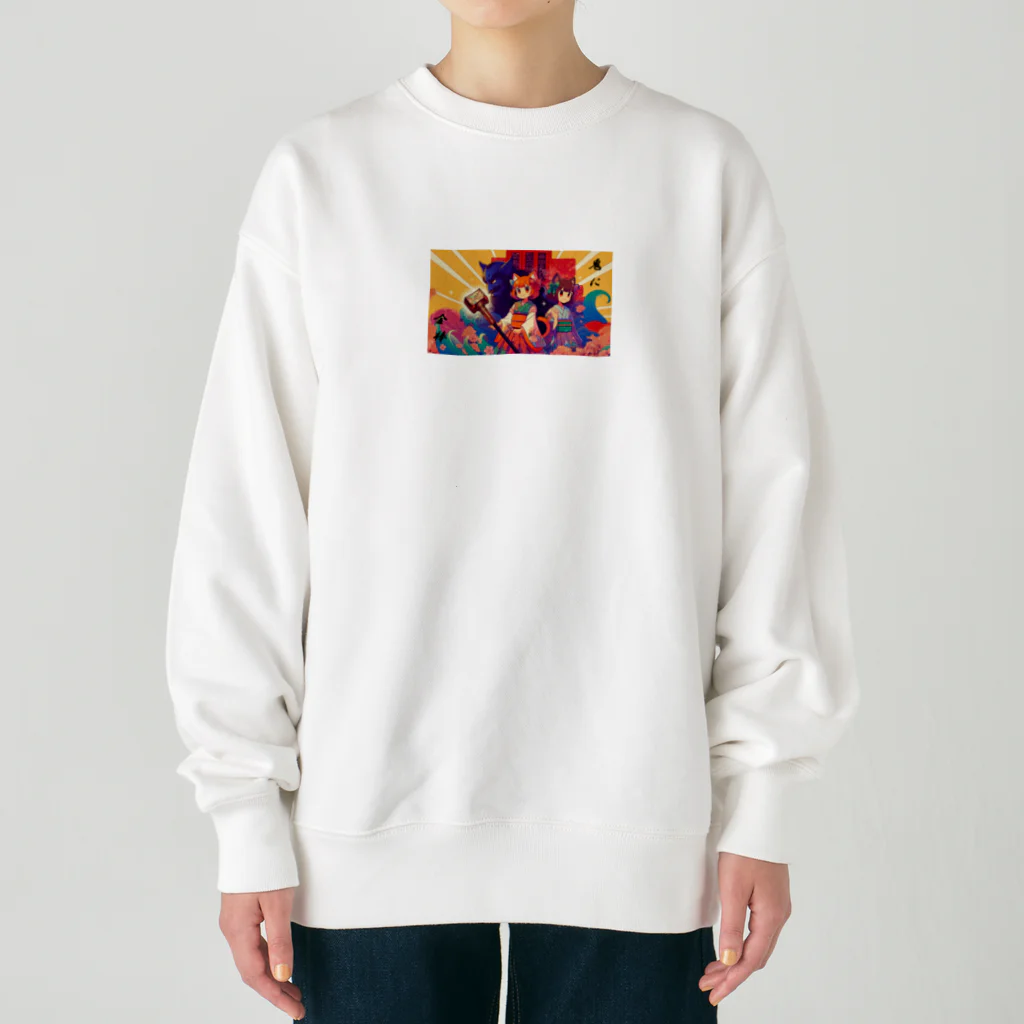 HiroLink's Shopのことわざ物語：鬼に金棒 Heavyweight Crew Neck Sweatshirt