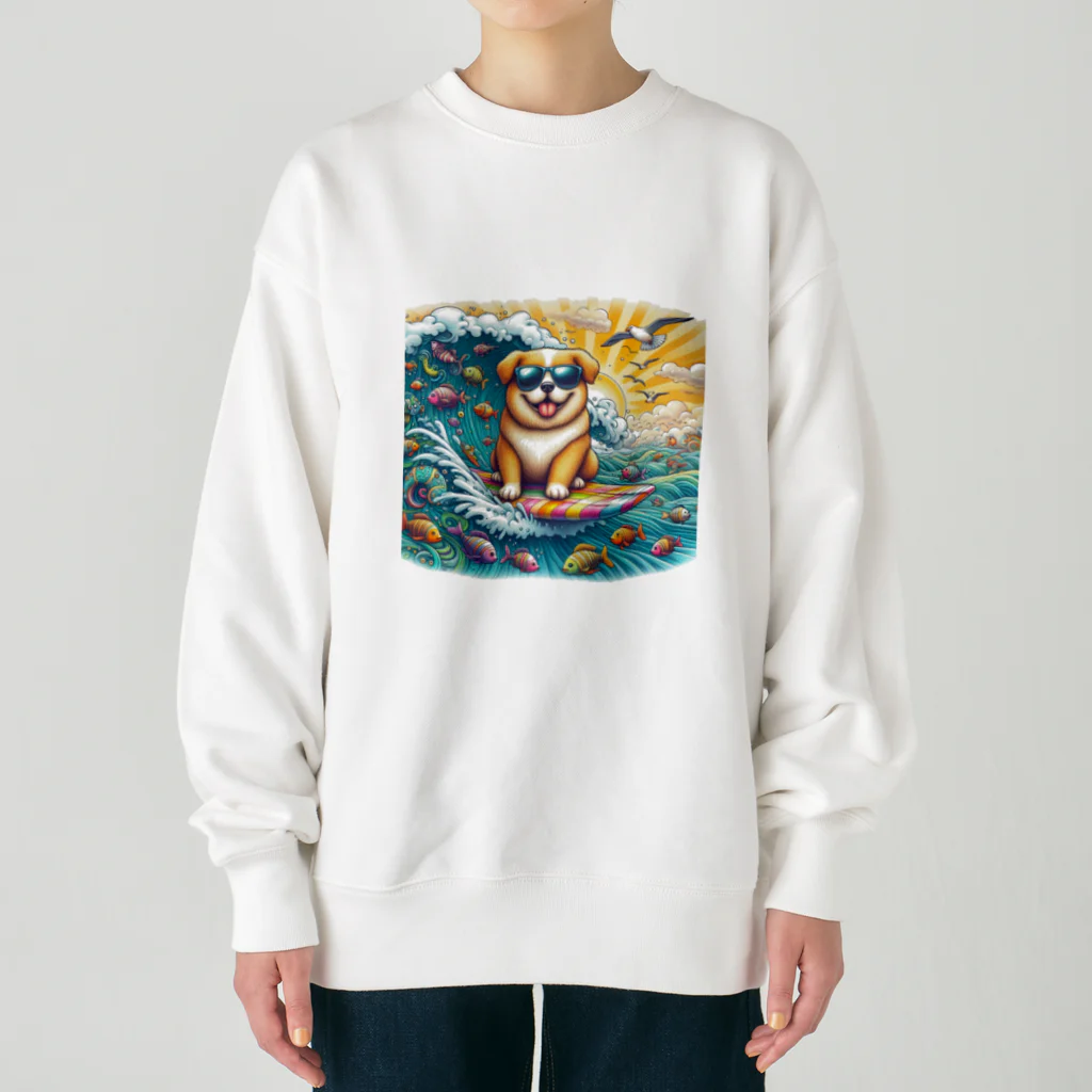 Mizのゆるハウスのサーフィンワンコ Heavyweight Crew Neck Sweatshirt