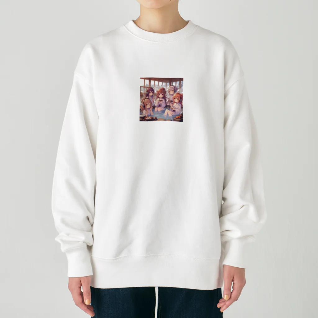 SWQAの温泉を楽しむ女子 Heavyweight Crew Neck Sweatshirt