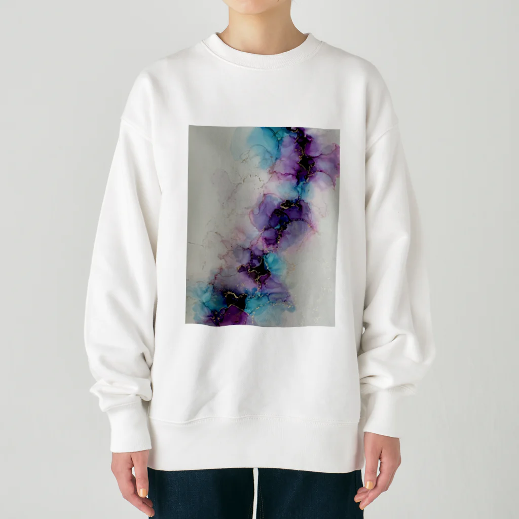 Ink-ArtのInk-Art 大理石風　紫 Heavyweight Crew Neck Sweatshirt