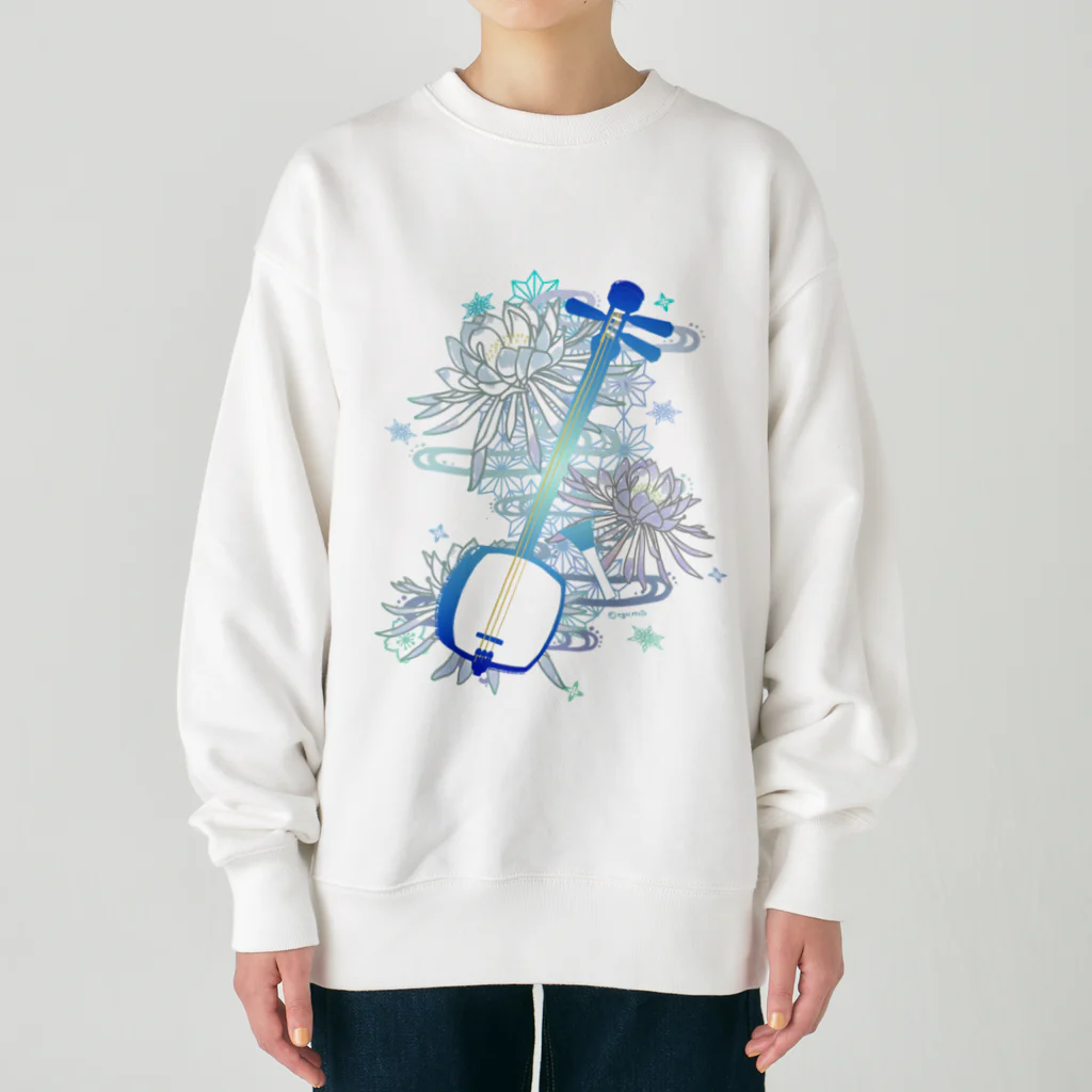 綾錦工房 りこりすの三味線 -雪月花-【月下美人】 Heavyweight Crew Neck Sweatshirt