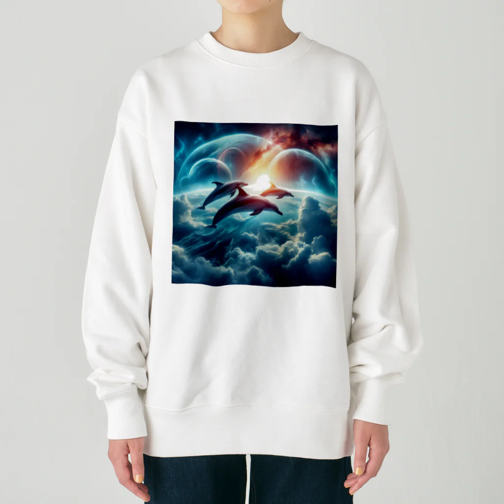 Mangetu2024の宇宙海（イルカ） Heavyweight Crew Neck Sweatshirt