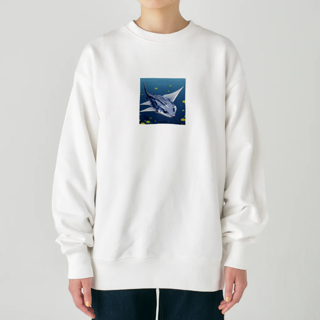 SUZURI56のドット絵ノコギリザメ Heavyweight Crew Neck Sweatshirt