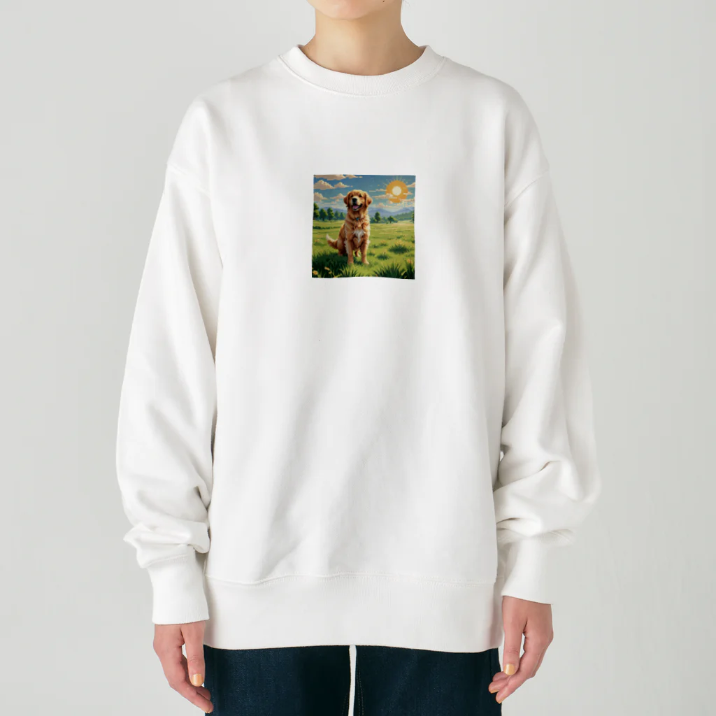 AI副業屋のショウのドット絵のゴールデンレトリバー Heavyweight Crew Neck Sweatshirt