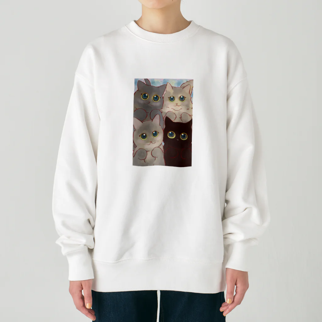 akimi-illustratorのはつねちゃん＆カノンちゃん＆リクちゃん＆ユノちゃんグッズ Heavyweight Crew Neck Sweatshirt