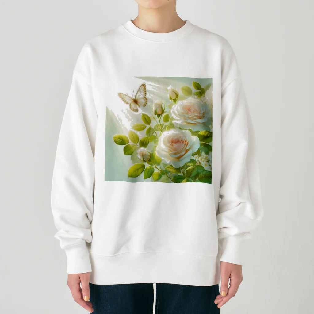 Rパンダ屋の「白薔薇」グッズ Heavyweight Crew Neck Sweatshirt