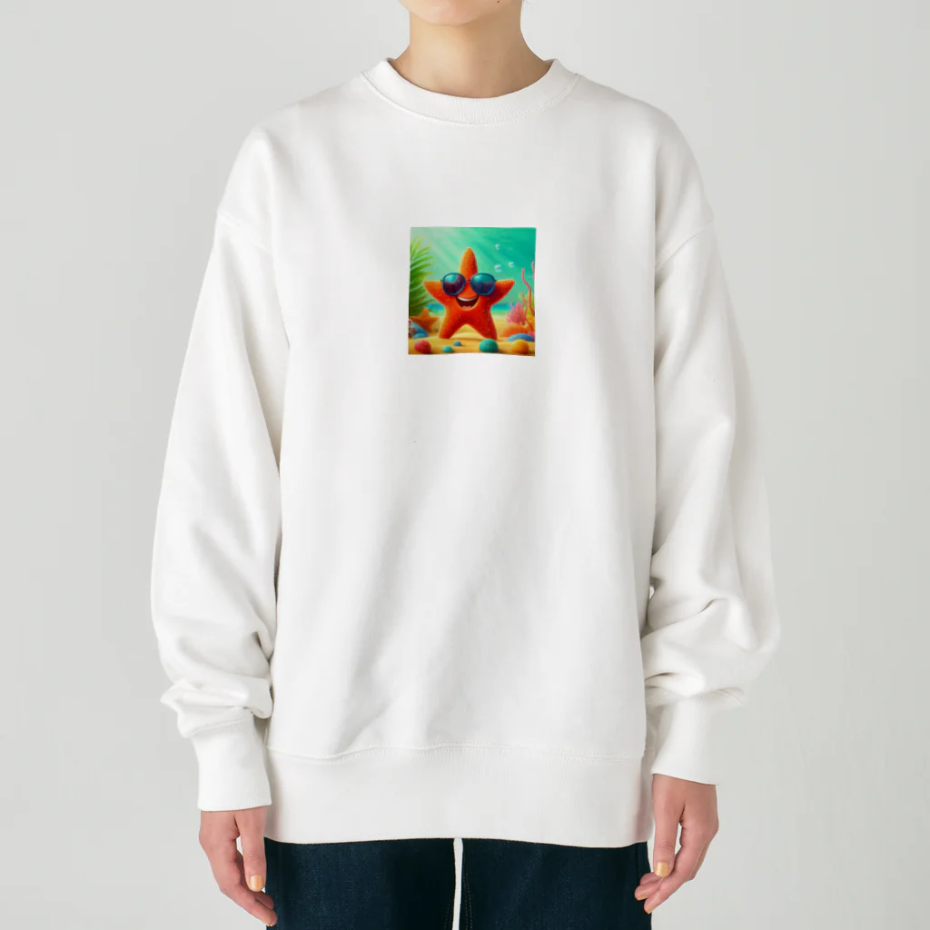 KIglassesのサングラスをかけたハッピーなヒトデ - 海の陽気な仲間！ Heavyweight Crew Neck Sweatshirt