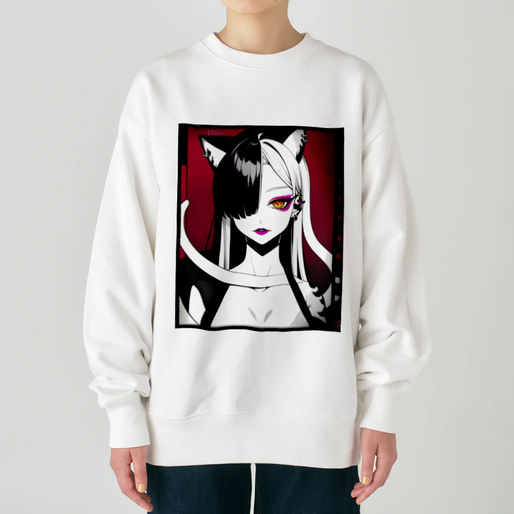 momonekokoの白蛇と獣耳の女性 Heavyweight Crew Neck Sweatshirt