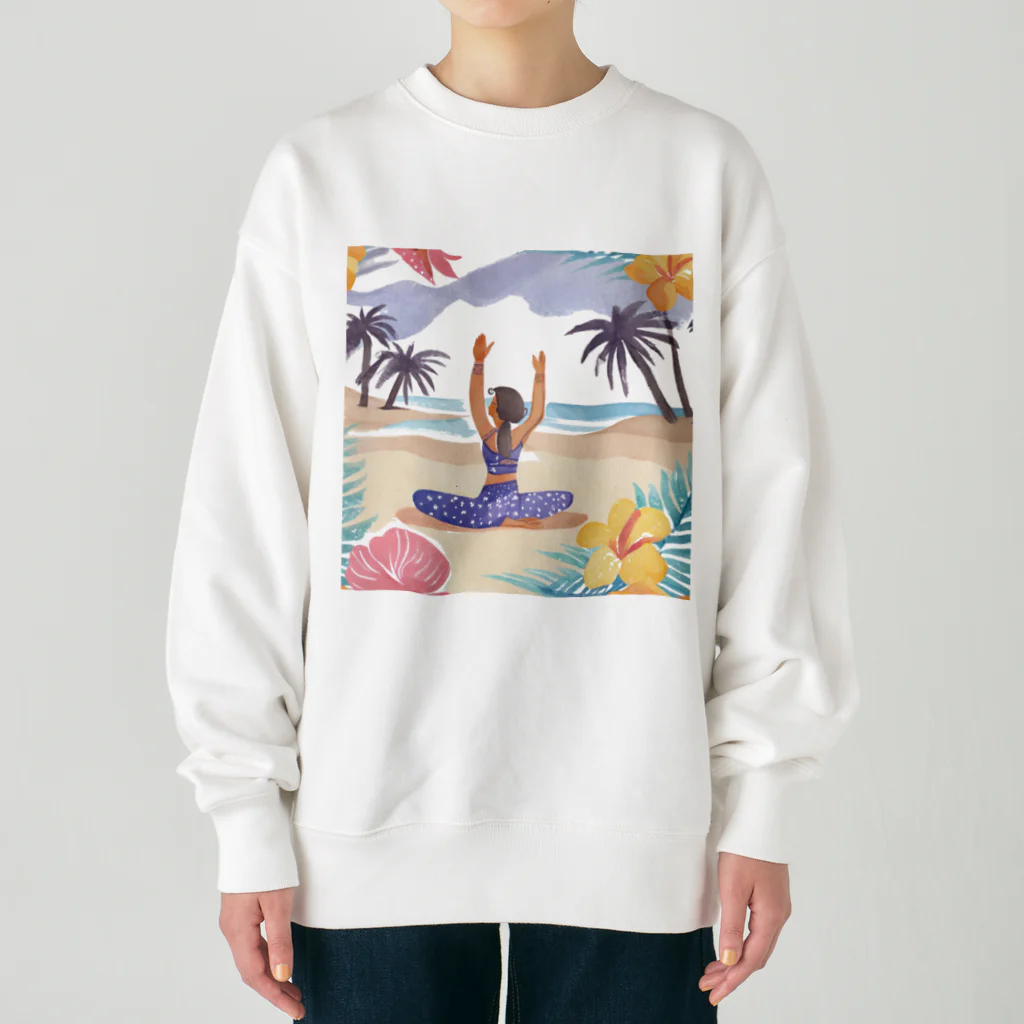 Kana Yamanakaのハワイで砂浜ヨガ Heavyweight Crew Neck Sweatshirt