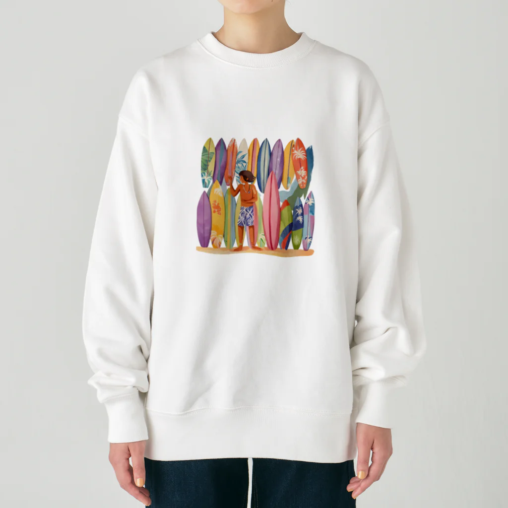 ハワイライフのサーフボードとロコ（男の子バージョン） Heavyweight Crew Neck Sweatshirt