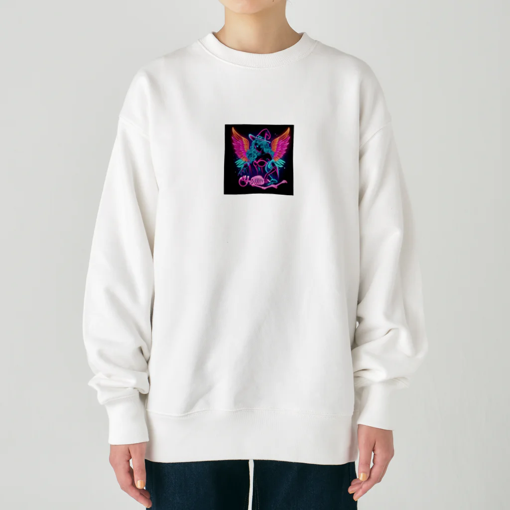 momonekokoのネオンカラーの魔女と骸骨 Heavyweight Crew Neck Sweatshirt