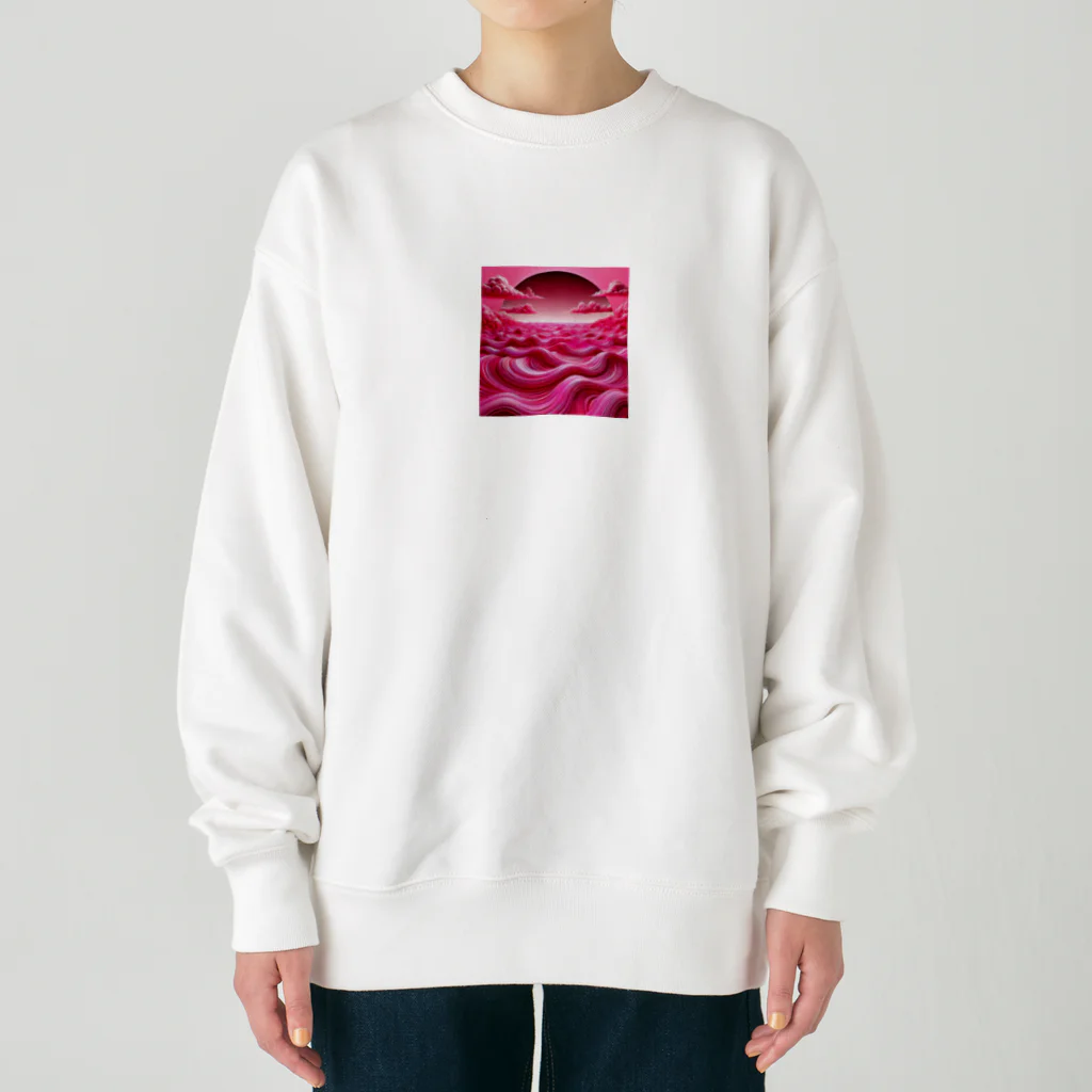 海の幸のホットピンクの海 Heavyweight Crew Neck Sweatshirt