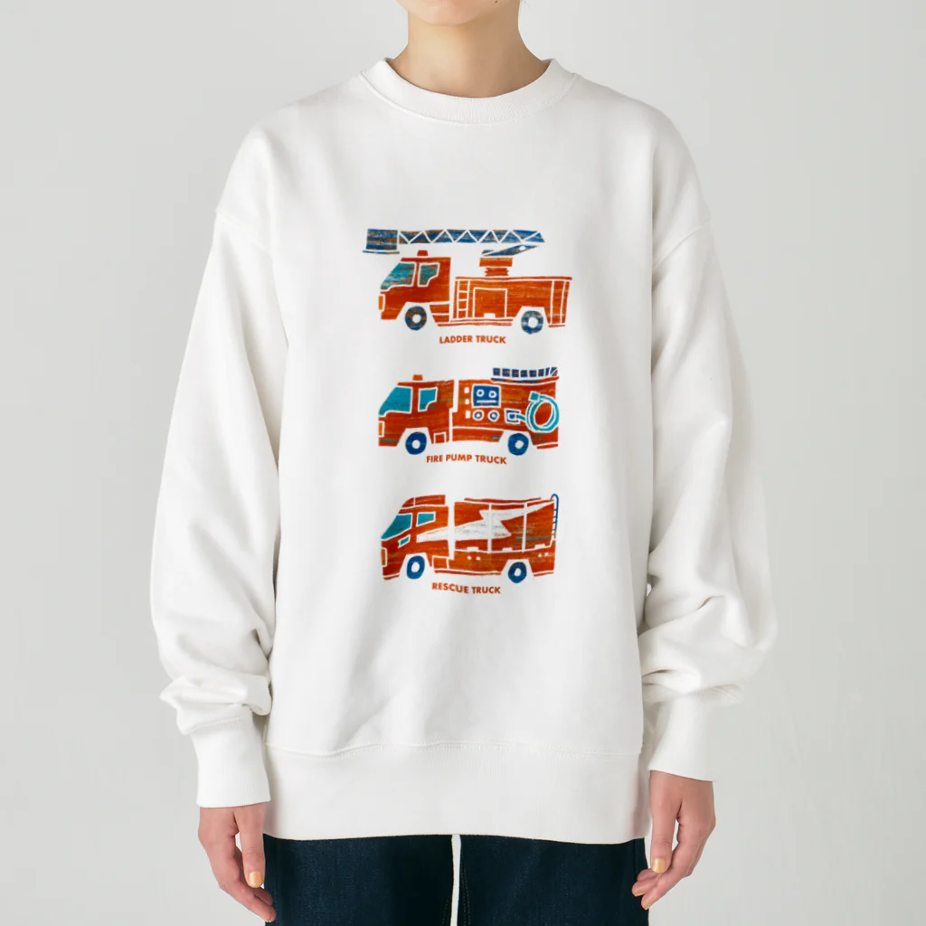 watasackの消防車（はしご車、ポンプ車、レスキュー車） Heavyweight Crew Neck Sweatshirt