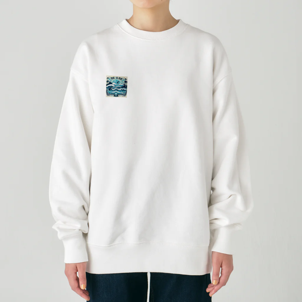 nijinosatoの青い海 Heavyweight Crew Neck Sweatshirt