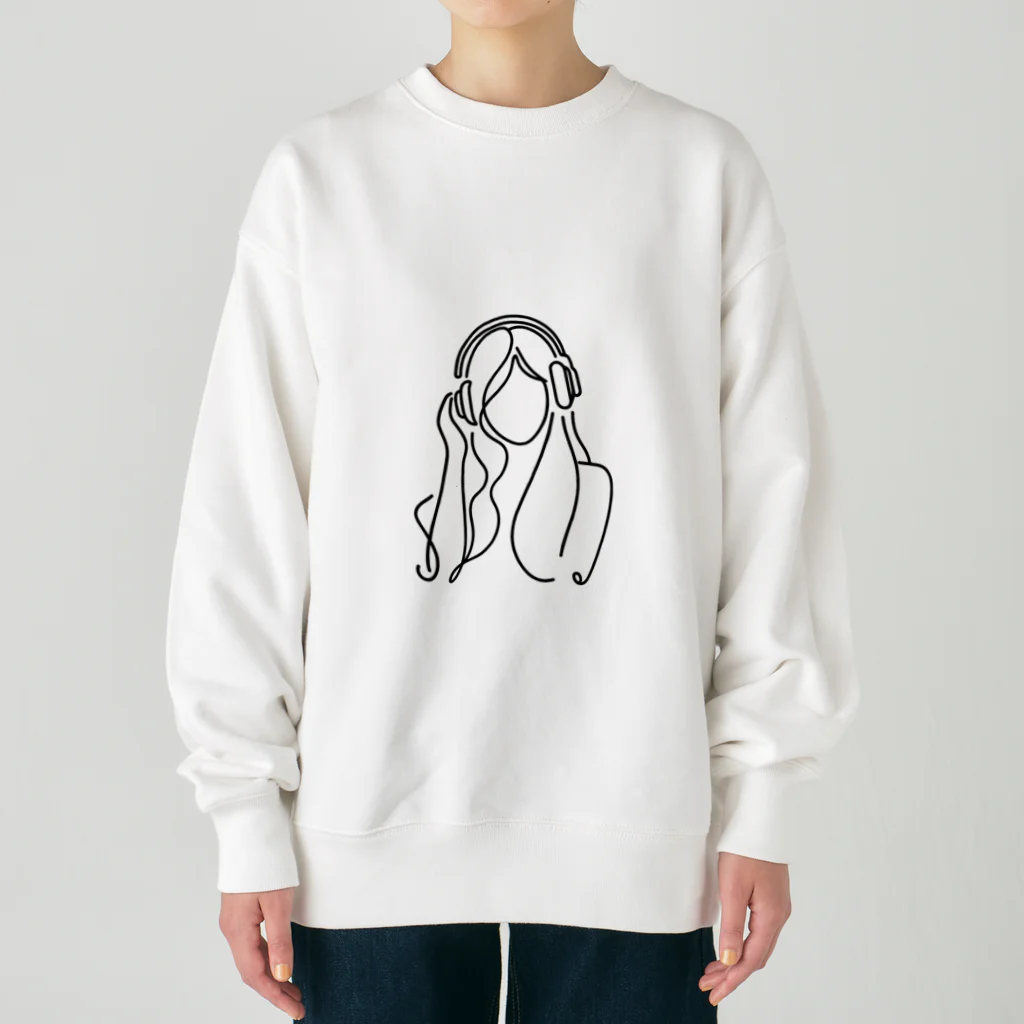 一筆書きアートの一筆書き風アート13 Heavyweight Crew Neck Sweatshirt