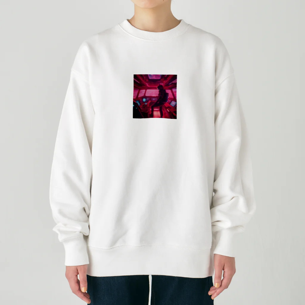 赤ペンギン@AIのネオンコクピット・ヴォヤージュ Heavyweight Crew Neck Sweatshirt