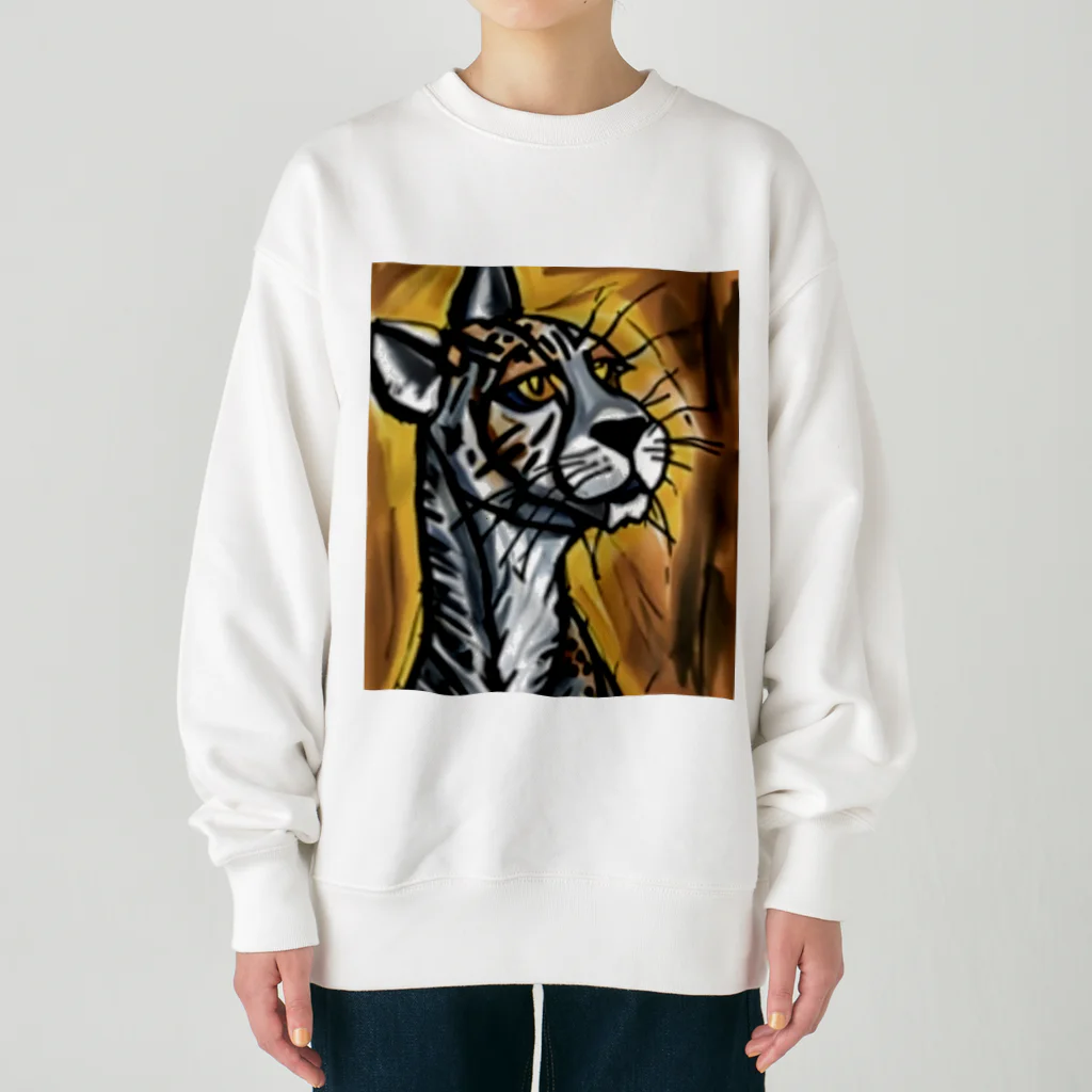 Ppit8の野生の猫 Heavyweight Crew Neck Sweatshirt