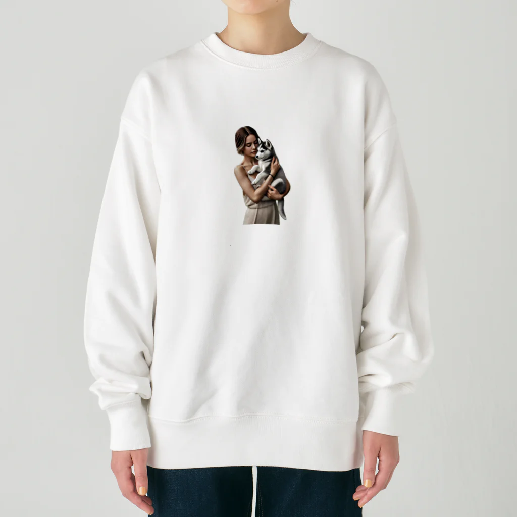 やまけんのかわいさ満点！子犬のハスキー！ Heavyweight Crew Neck Sweatshirt