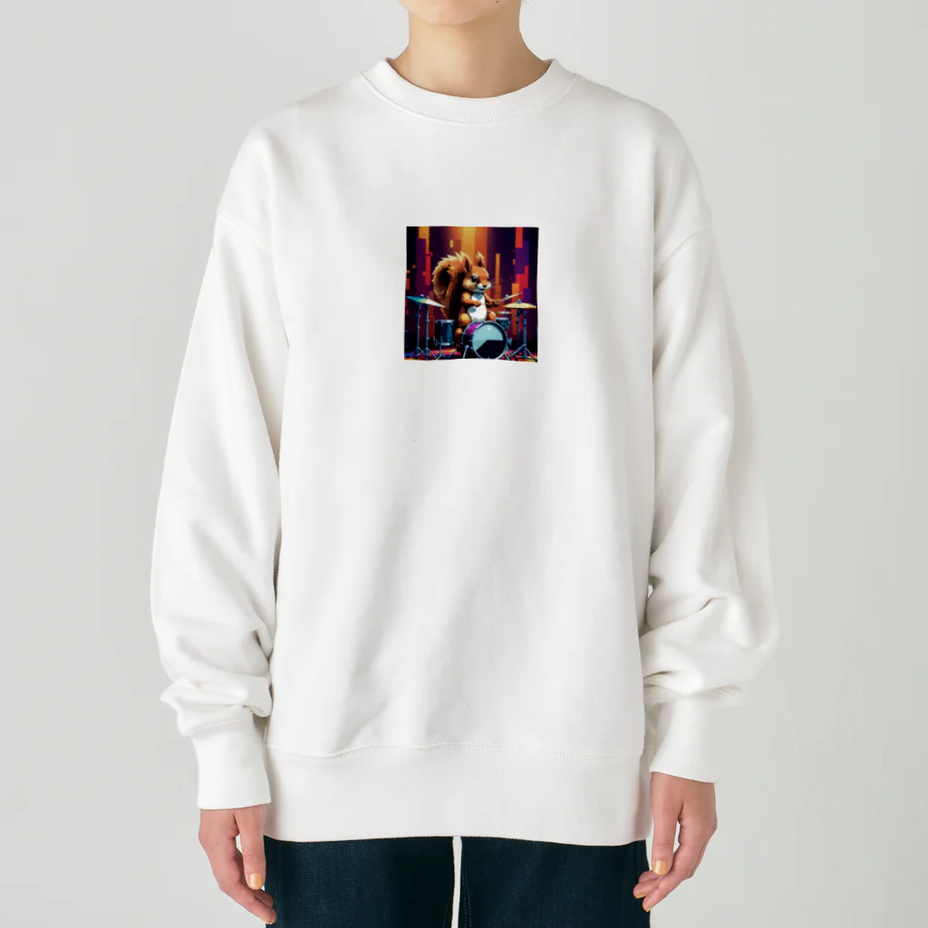 ミリススタイルのドラムを叩くシマリス Heavyweight Crew Neck Sweatshirt