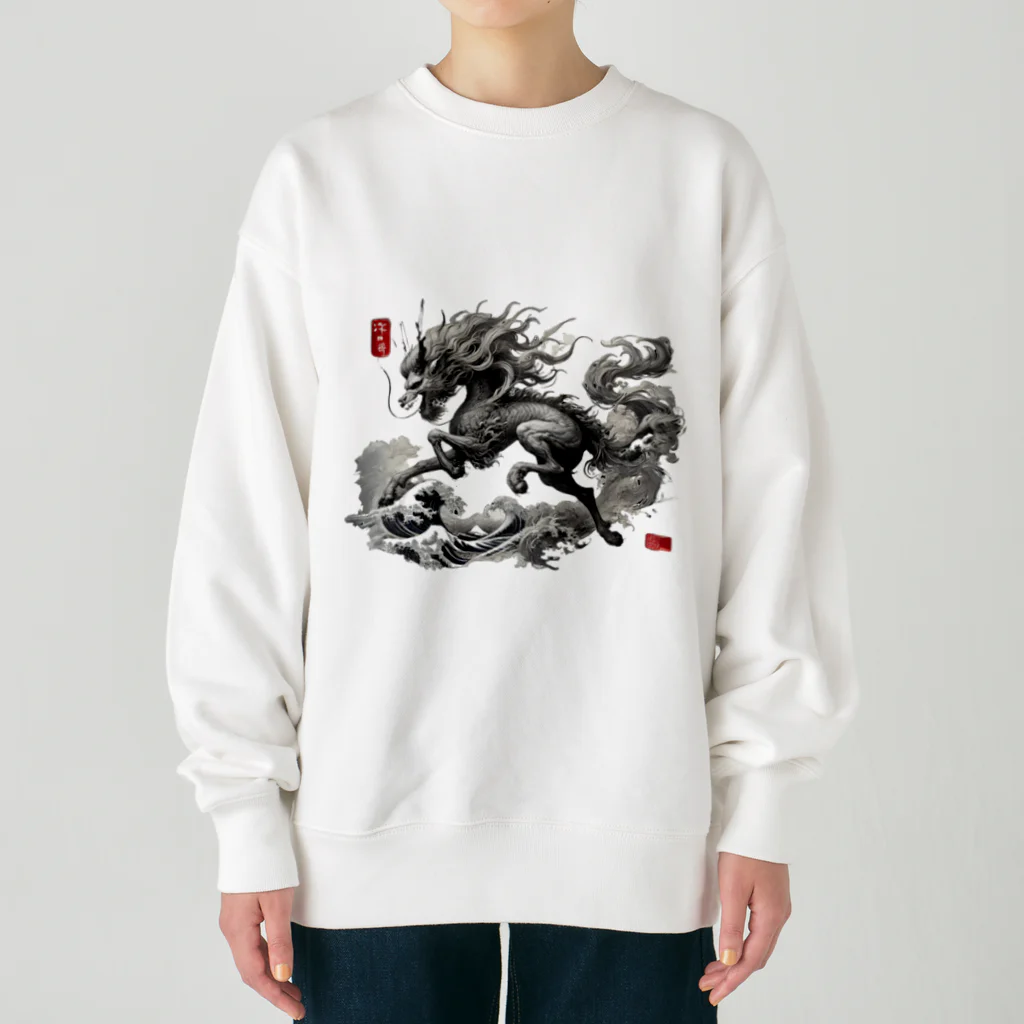 ドラにゃん🐾の麒麟 Heavyweight Crew Neck Sweatshirt