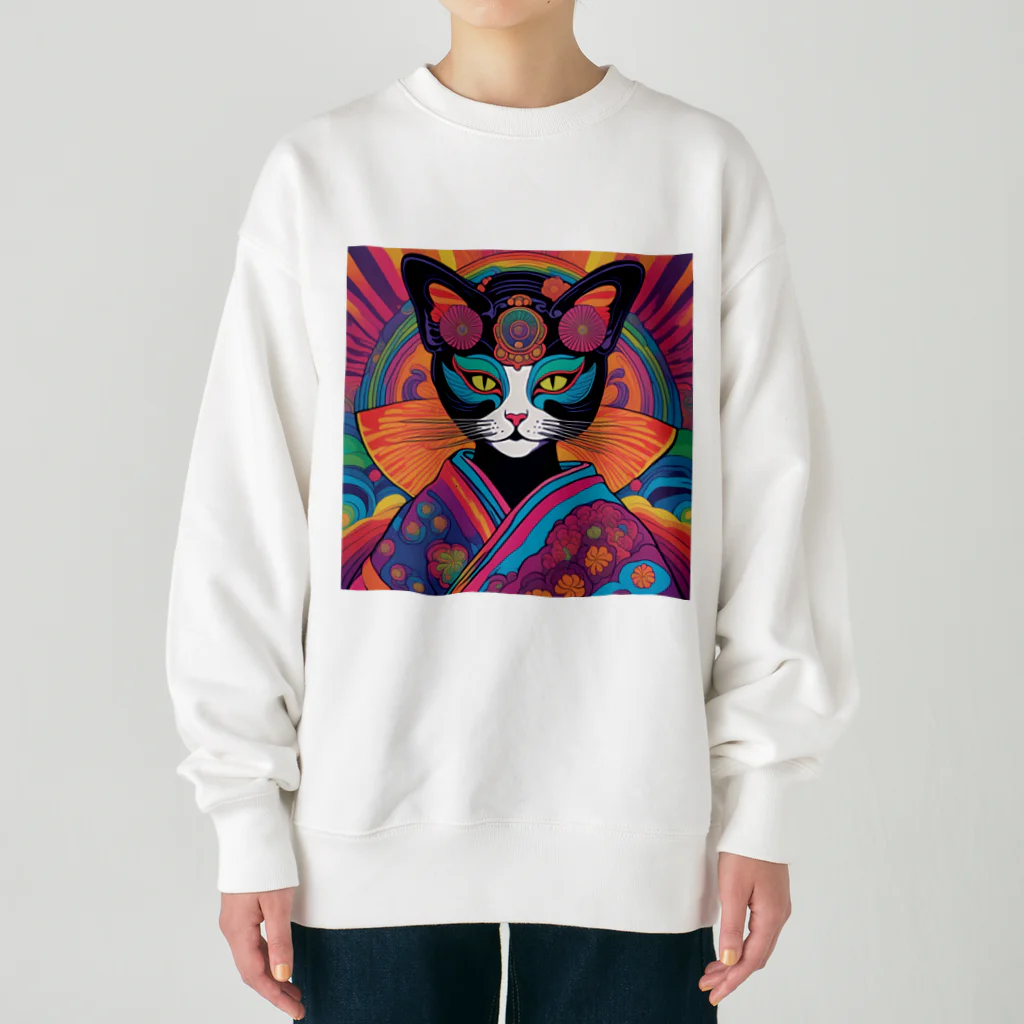 8890の芸者　黒猫 Heavyweight Crew Neck Sweatshirt