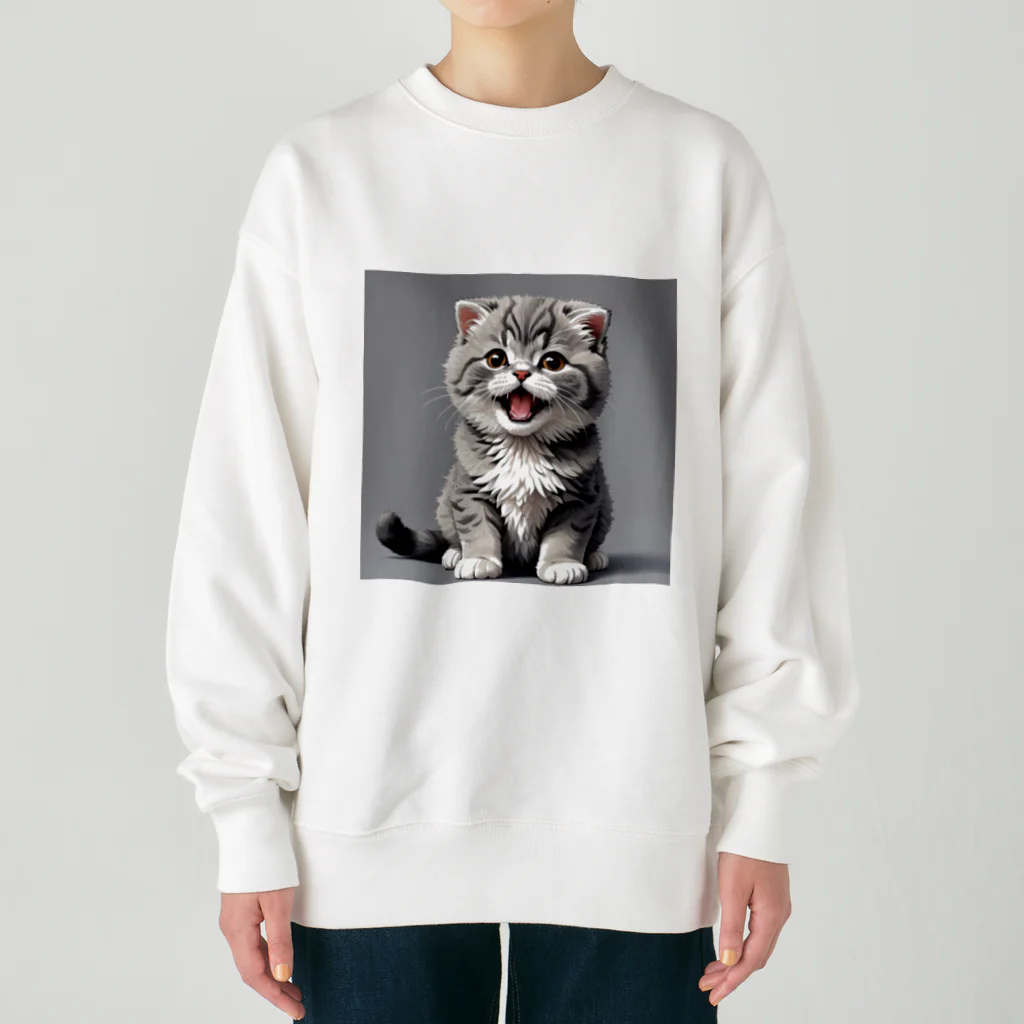 猫は正義♡の甘えん坊な子猫 Heavyweight Crew Neck Sweatshirt