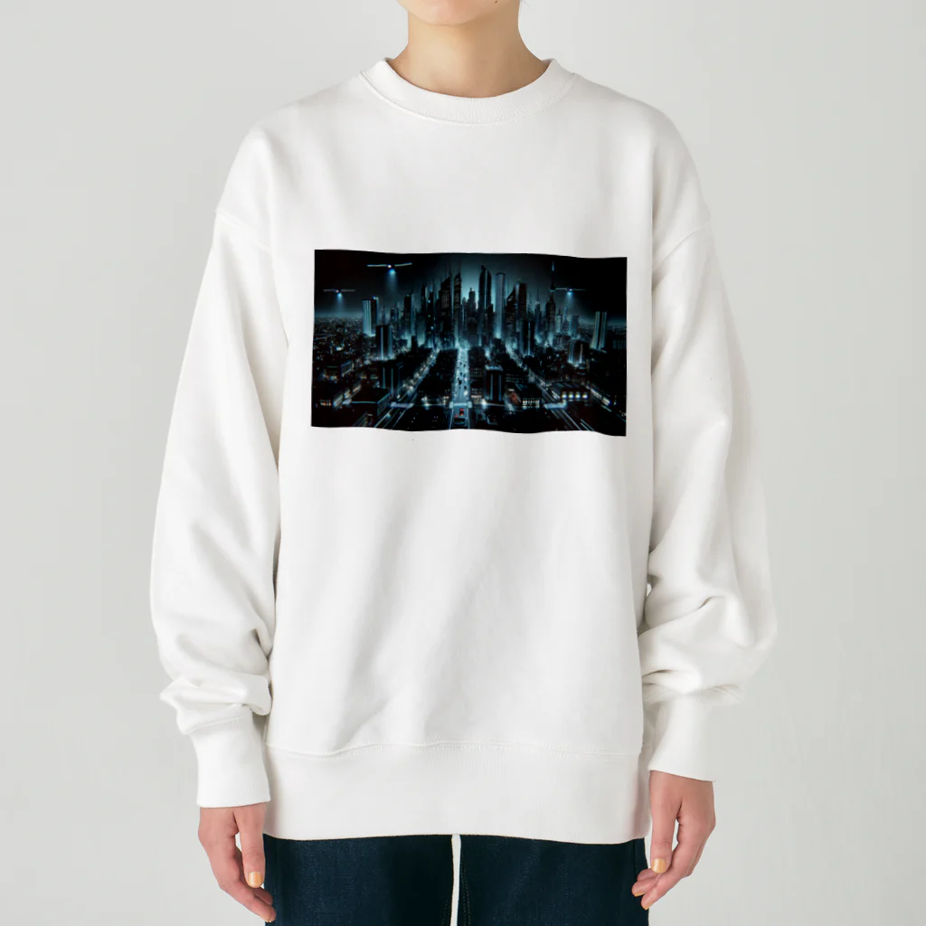 ETOWA_TOWAの未来都市の停電 Heavyweight Crew Neck Sweatshirt