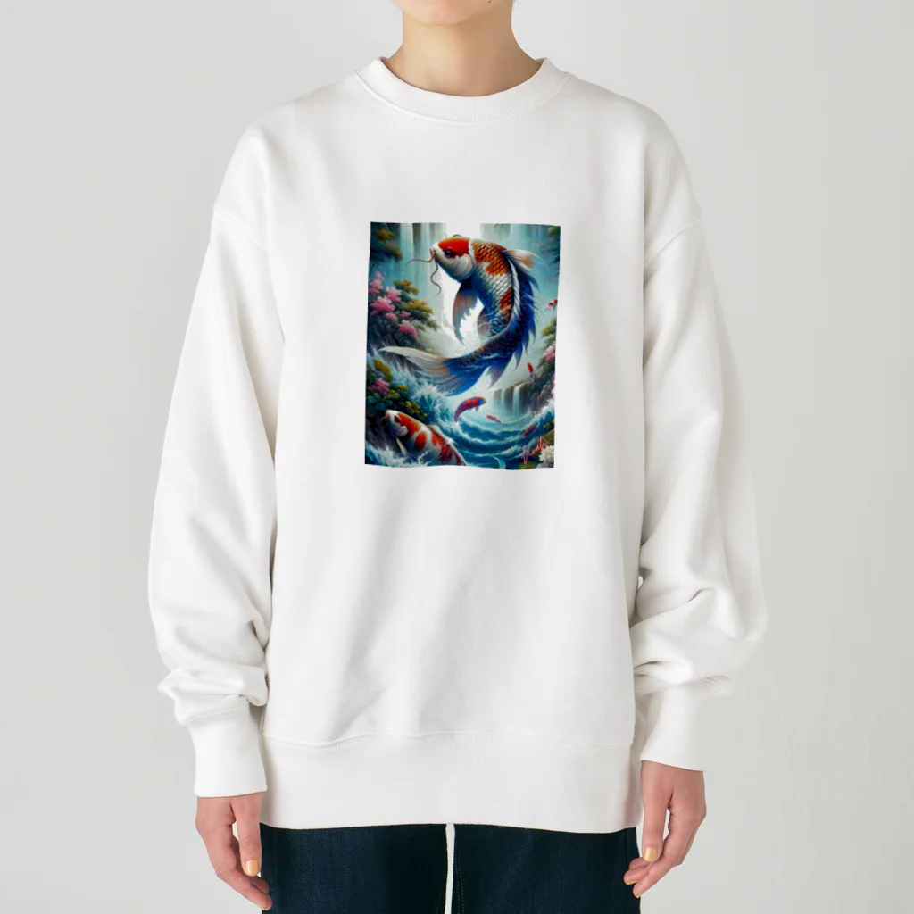 NaturalCanvasの鯉の滝登り Heavyweight Crew Neck Sweatshirt