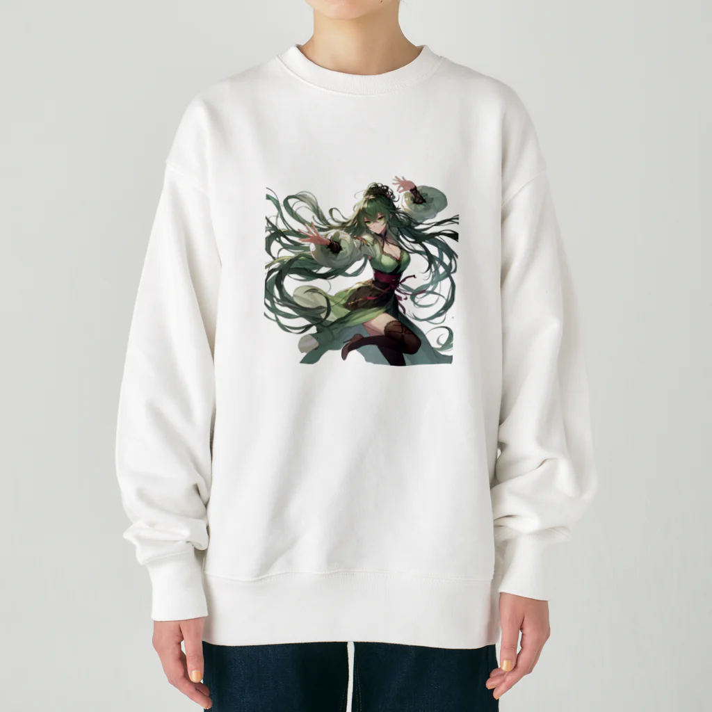 ryo-ishの碧の髪の少女 Heavyweight Crew Neck Sweatshirt