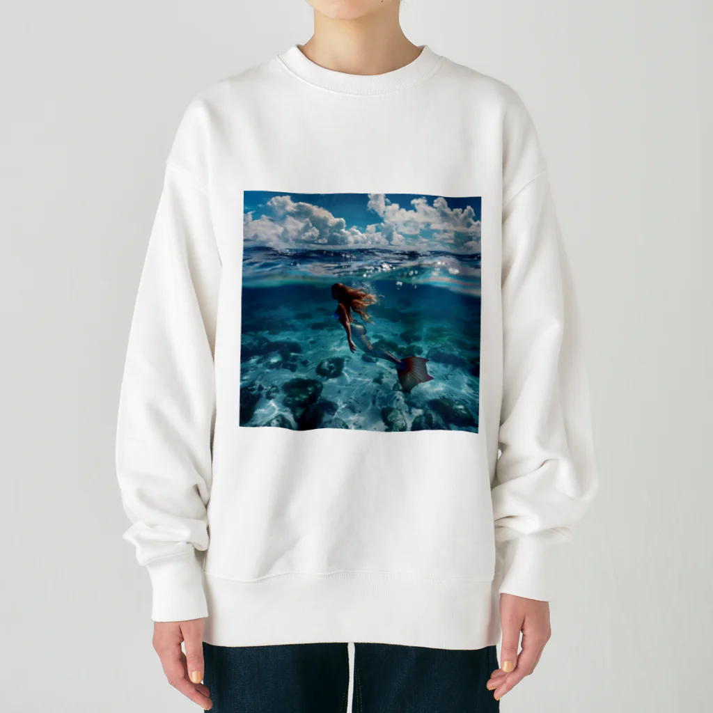 AQUAMETAVERSEのモルジブの大海原で人魚が泳いでいますsanae2074 Heavyweight Crew Neck Sweatshirt