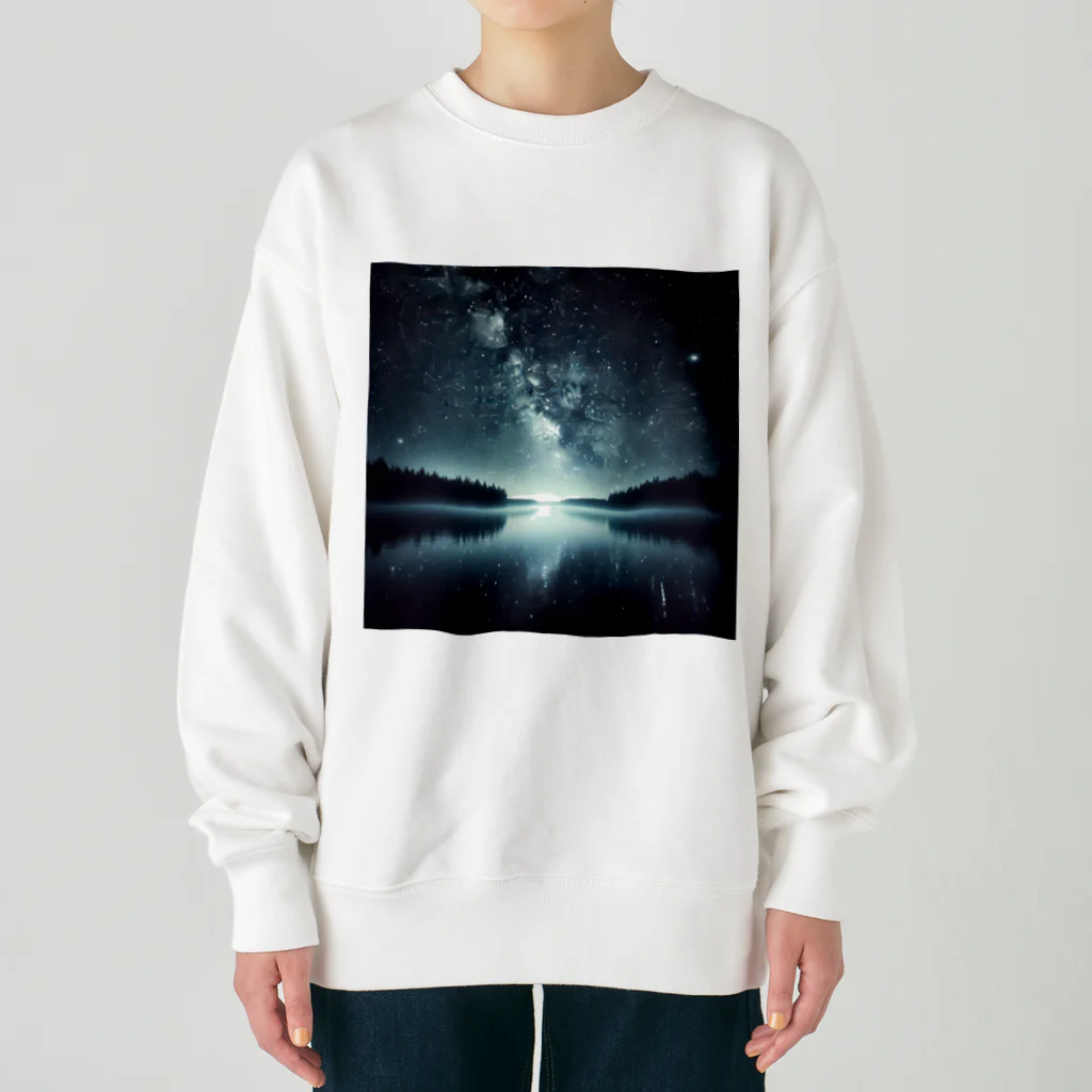 DQ9 TENSIの静かな湖に輝く星々が織りなす幻想的な光景 Heavyweight Crew Neck Sweatshirt