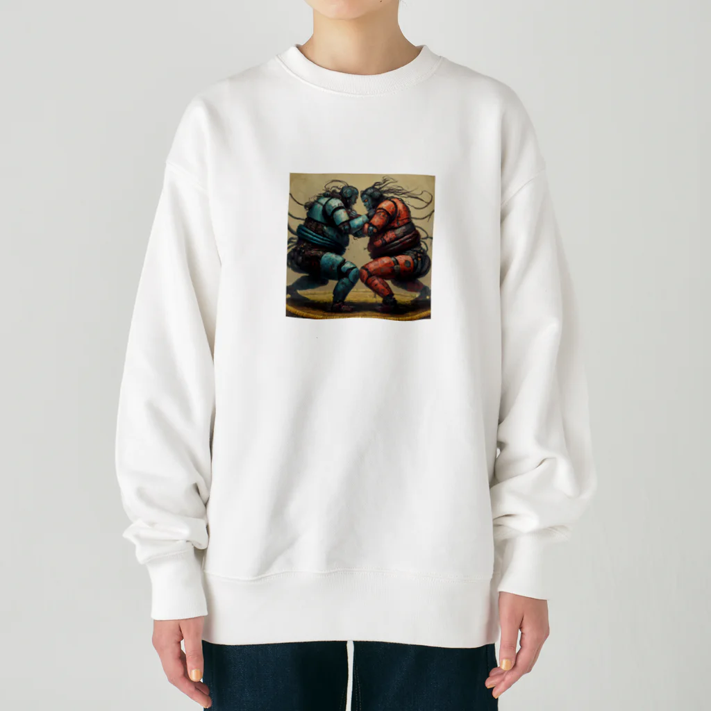 thedarkesthourの相撲をする人型ロボットたち Heavyweight Crew Neck Sweatshirt