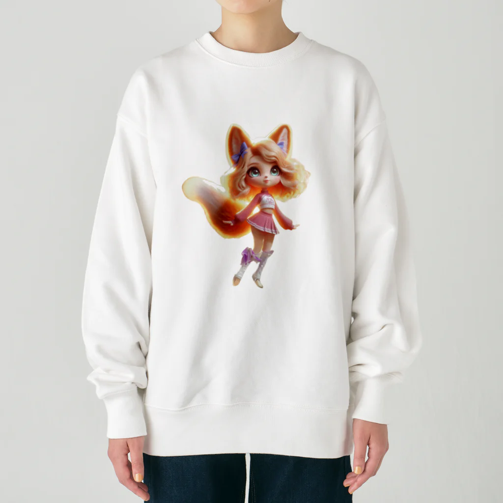 ゆうちゃんNFTいいねの耳長フェネックちゃん女の子バージョン Heavyweight Crew Neck Sweatshirt