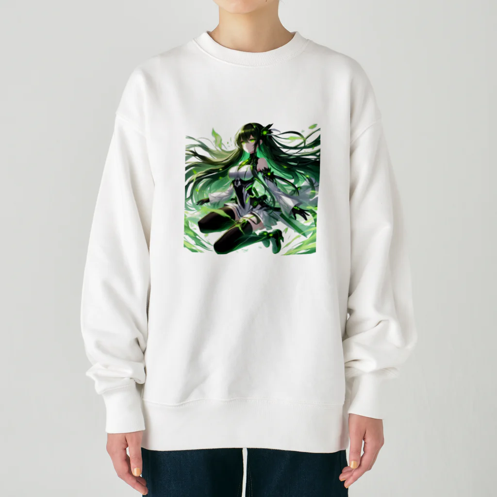 ryo-ishの碧の髪の少女 Heavyweight Crew Neck Sweatshirt