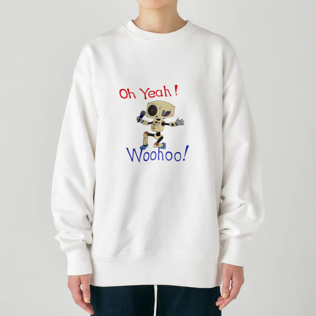 せつらデザイングッズの熱唱ロボ Heavyweight Crew Neck Sweatshirt