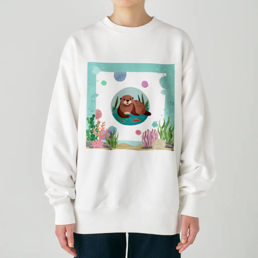 はちみつあめのカワウソ君 Heavyweight Crew Neck Sweatshirt