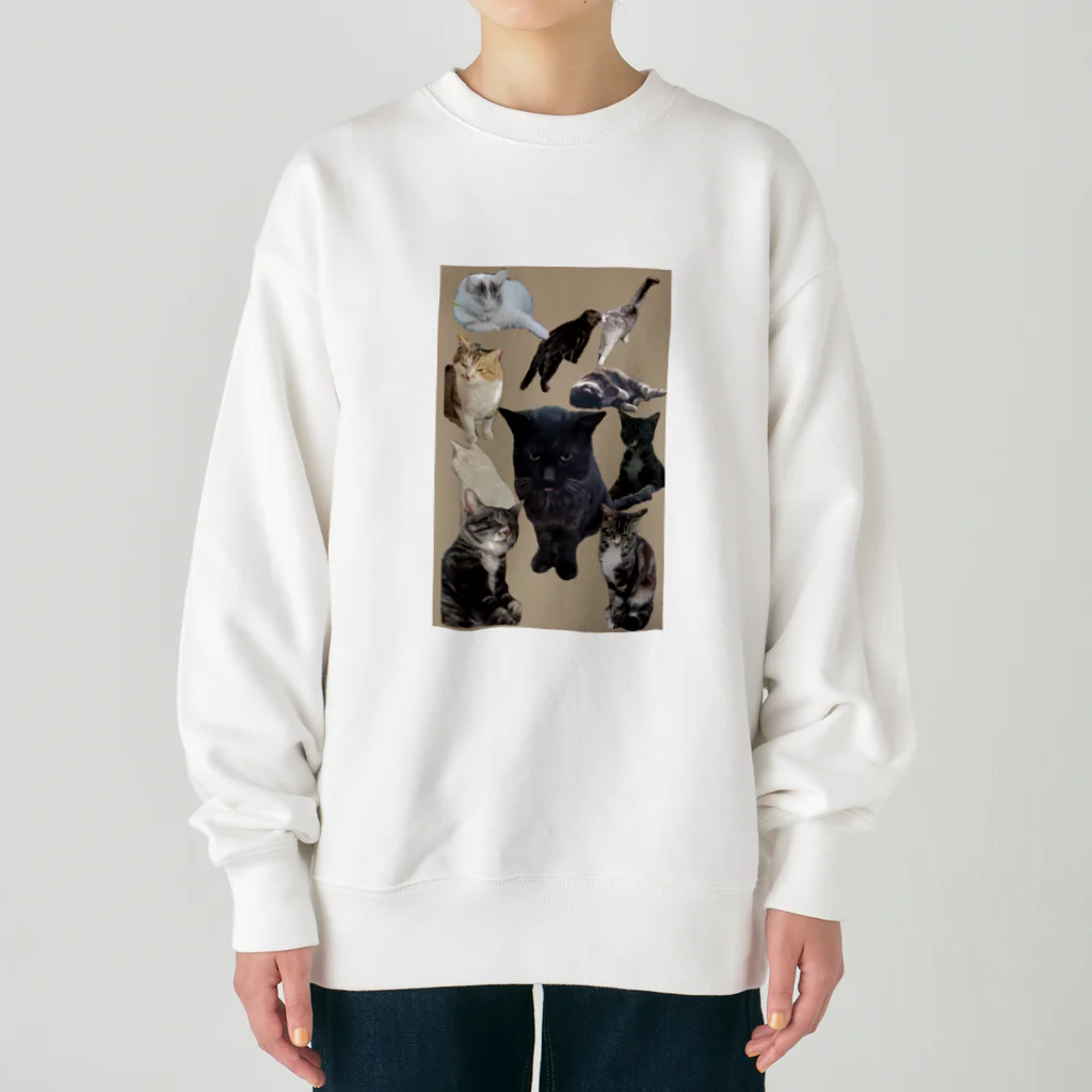 塩昆布🌊ストアーの実家の猫軍団 Heavyweight Crew Neck Sweatshirt